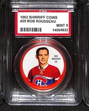 1962 Shirriff Coins #29 BOBBY ROUSSEAU PSA 9 Mint 14004832 