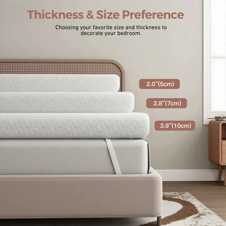 PANANA NEW Memory Foam Mattress Topper Hydro Foam Single Double King,Thick 5/7/10cm