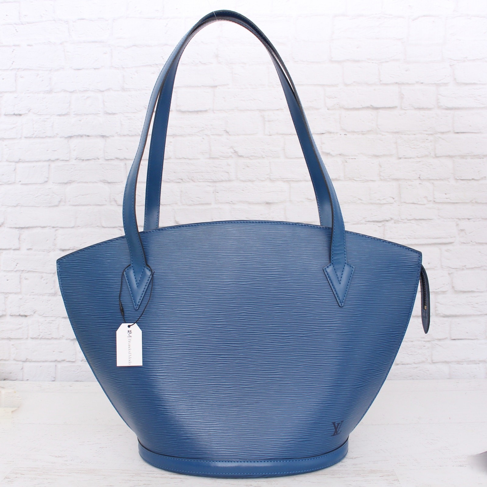 Louis Vuitton Saint Jacques GM Blue Epi Leather Tote Shoulder Bag Handbag A3316