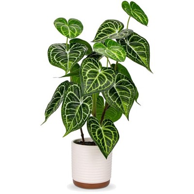 Kunstpflanze Anthurium Crystallinum Kunststoff Pflanze Topf Dekoration Indoor