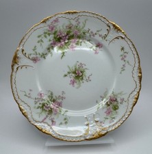 Antique Theodore Haviland Limoges France Pink Floral Gold Porcelain Plate