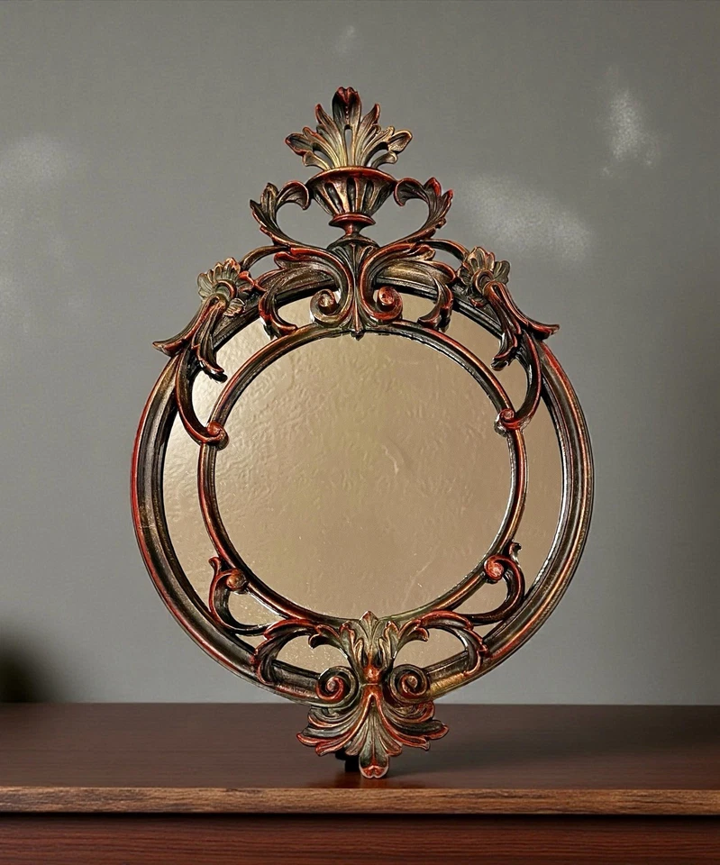 "Espejo de pared vintage italiano EuroMarchi pintado a mano ornamentado enmarcado 14"" x 22""" Foto 2 de 4