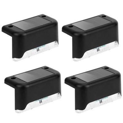 4Pcs Solar Powered LED Step Lights Outdoor Water-Resistant Dusk To Dawn Sensor F