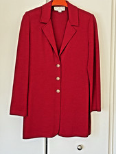 St. John Collection Knits 4 Red Long Blazer Jacket Marie Grey Classic