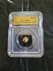 1/500 oz .999 Gold Eagle Head Round ICG MS70 Mini Gold USA Flag Design