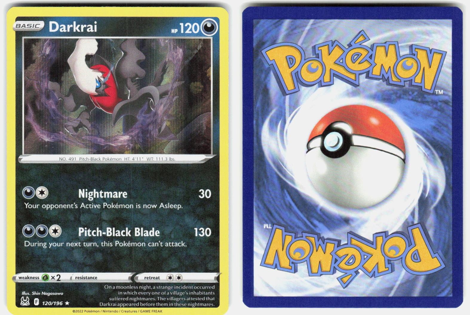 Darkrai 120/196 Holo Rare Lost Origin Pokemon Holo Near Mint