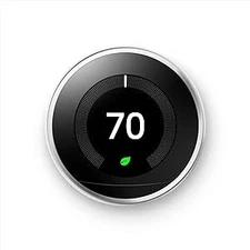 Google Nest Learning Thermostat Programmable Smart 3rd T3019US - Polished Steel