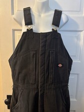 insulated bib overalls Dickies, Black Duck, Size L 1 Zipper Needs Repair
