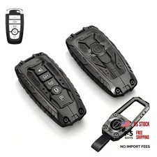 Mech Style Heavy Metal Key Fob Cover,Key Fob For Ford 5 Buttons black 1- A