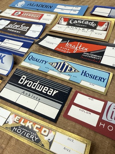 Lot of Vintage Clothing Box Labels Tags Hosiery Socks Lot of 17