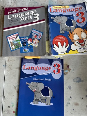 Lot Of 3 Language 3 : A Beka 3rd Ed, Teacher Test Key And Curriculum.
