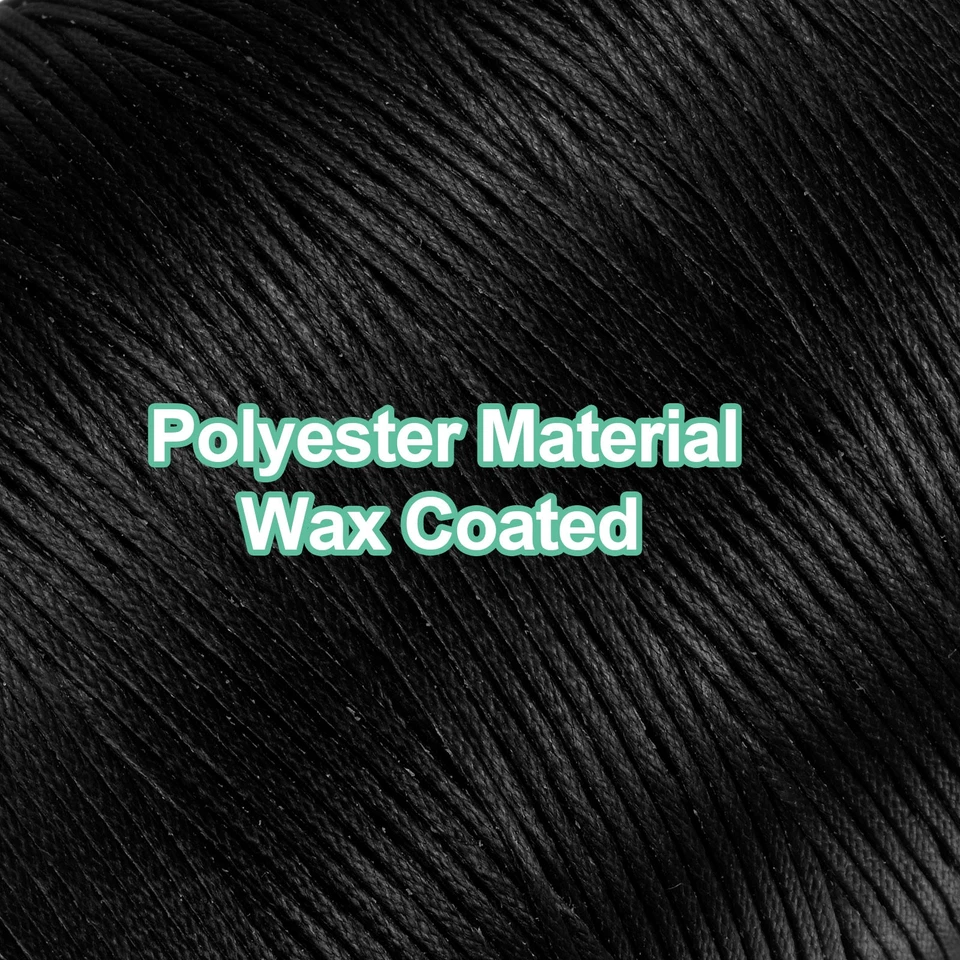 Hilo encerado 300D 547 yardas poliéster cuero costura cuerda encerada negra Foto 4 de 4