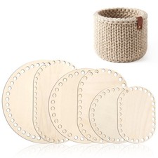6 Pcs Wooden Basket Bottom for Crocheting, Oval Circle Blank Crochet Baskets ...