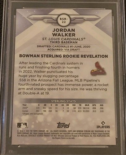 Jordan Walker Rookie 2023 Bowman Sterling #BSR22 St. Louis Cardinals PSA 10 Gem - Picture 4 of 5