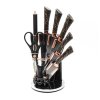 Messerset 9Tlg Mit Messerblock Schwarz Marmor KüChenmesser Set Brunbeste BB-3800