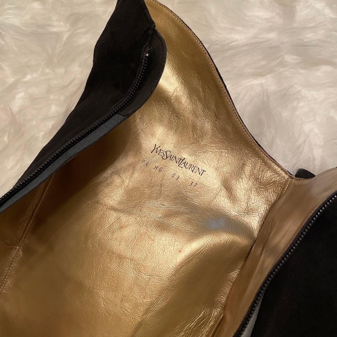 Saint Laurent Long Boots Shoes EU 37 US 7 Suede Black Authentic thumbnail 18