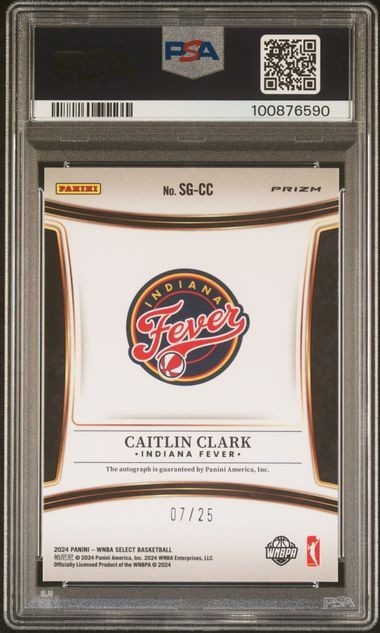2024 Panini Select WNBA Signatures Caitlin Clark Tie Dye /25 Auto RC PSA 10 view 2