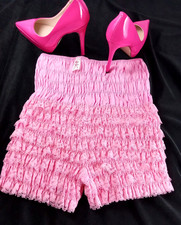 VTG SISSY PINK RUFFLED PETTIPANTS SZ M WAIST STRETCH TO FIT 34 WAIST