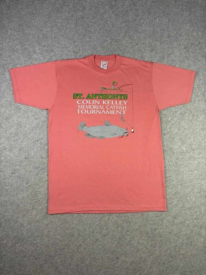 Jerzees 50/50 T-shirt homme L rouge manches courtes graphique pêche - Photo 1/4