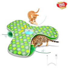 Interactive Cat Toys Rechargeable,Moving Concealed Feathers,Real Mouse Squeak...
