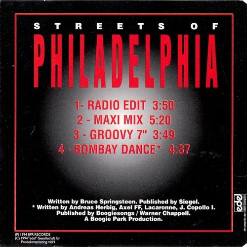 Philadelphia Project – Streets Of Philadelphia / CD Single 1994 NM - Picture 2 of 2