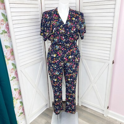 ASOS Uttam Boutique Jumpsuit Womens Large Blue Multi Floral