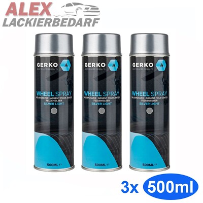 3x GERKO 1K Acryl Felgensilber 500ml Spraydose Lackspray Felgenspray Felgenlack