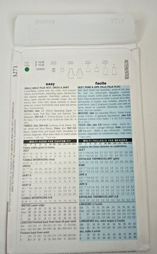 Butterick 3271 Girls Plus Sewing Pattern New Size 8.5-16.5   Envelope Damage - Foto 3 di 5