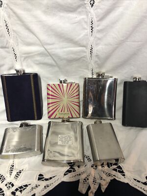LOT OF 7  FLASK S DEWAR S,CANADIAN CLUB RESERVE,CROWN ROYAL,CUTTY,JAGERMEISTER
