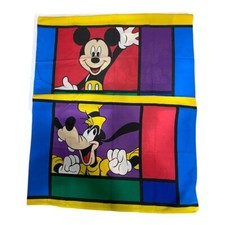 Set Of 2-VTG Disney Color Block Mickey Mouse Goofy Twin Pillow Case 90s 20x30