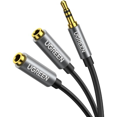 UGREEN 3,5mm Aux Splitter Verlängerung Kabel - Ideal für Musikliebhaber, Grau