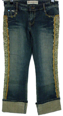 Rosa & Rose Women's Beaded, Embellished, Rhinestone Jeans Size M