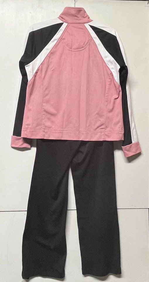 Traje de chándal vintage Oleg Cassini rosa blanco negro para mujer talla S chaqueta y pantalones Foto 2 de 3