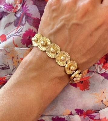 Vintage Boucheron Textured 18k Yellow Gold Link Bracelet