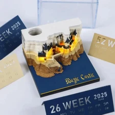 2025 Magic Castle 3D Pop-Up Calendar Memo Pad - Creative DIY Tear-Off Paper Art
