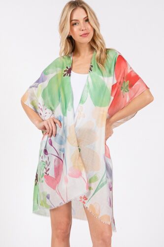 Do Everything in Love Women's Watercolor Floral Flower Print Summer Kimono - Picture 21 of 35