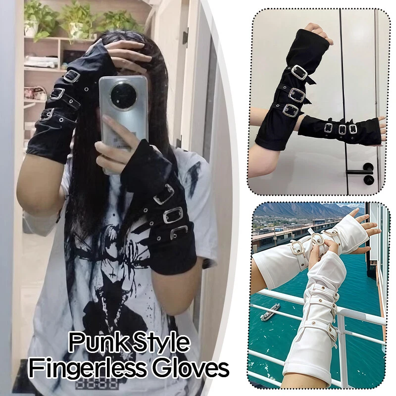 Gothic Rock Arm Wearmers Punk Gloves Fingerless Gloves Lolita Cosplay Women. - Image 3 of 4