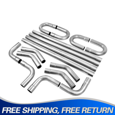 16Pcs 3''OD Stainless Mandrel Bend Straight U-Bend Custom Exhaust Tubing Pipe Kit