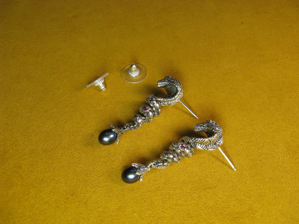 PENDIENTES BARBARA BIXBY SERPIENTE ZAFIRO GRANATE ROSA PIEDRAS PRECIOSAS Regalo de Diseñador Foto 4 de 4