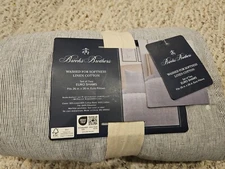 2 New BROOKS BROTHERS Grey Blue Pinstripe White Dot EURO Pillow Shams