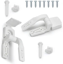 White Plastic Toilet Seat Hinge Replacement with Bolts, Screws, and Nuts, Univer