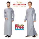 Omani Silky Mens & Boys Jubba Grey Thobe Shiny Soft Material Silver  | alqasswa
