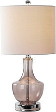 JONATHAN Y Lighting JYL1029D Colette 1 Light 20" Mini Table Lamp - Smoked Glass