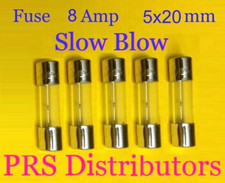 Fuse 8A 250V 5X20mm SLOW BLOW Glass Fuse 8 Amp 250 Volt 5 pieces USA SELLER