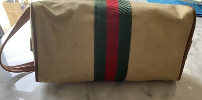 Sac De Voyage Mr Roberts Vintage 70s - Beige/Vert/Rouge - Vinyle - Rare