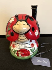 Blue Sky Clayworks LADYBUG COTTAGE Tea Light Candle House + Gift New