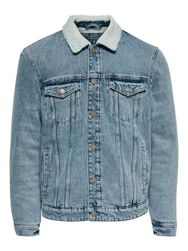 Only \u0026 Sons Mens Jean Jacket Fur Collar 