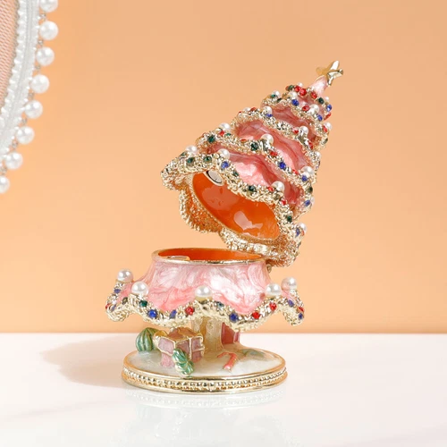 Weihnachtsbaum Schmuck Schmuckschatullen handbemalt emailliert mit Strass - Bild 5 von 6
