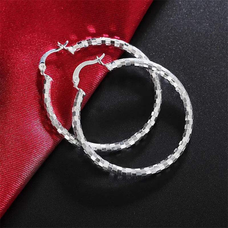 ピアス SSIL Rim Hoops BAYTTLING 925 Silver 40MM Shiny Big Round Hoop Earrings