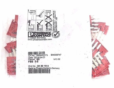 NIB PHOENIX CONTACT FBS 5-5 BRIDGE PLUG-IN 5POSITION RED FBS55 - 50 PIECES